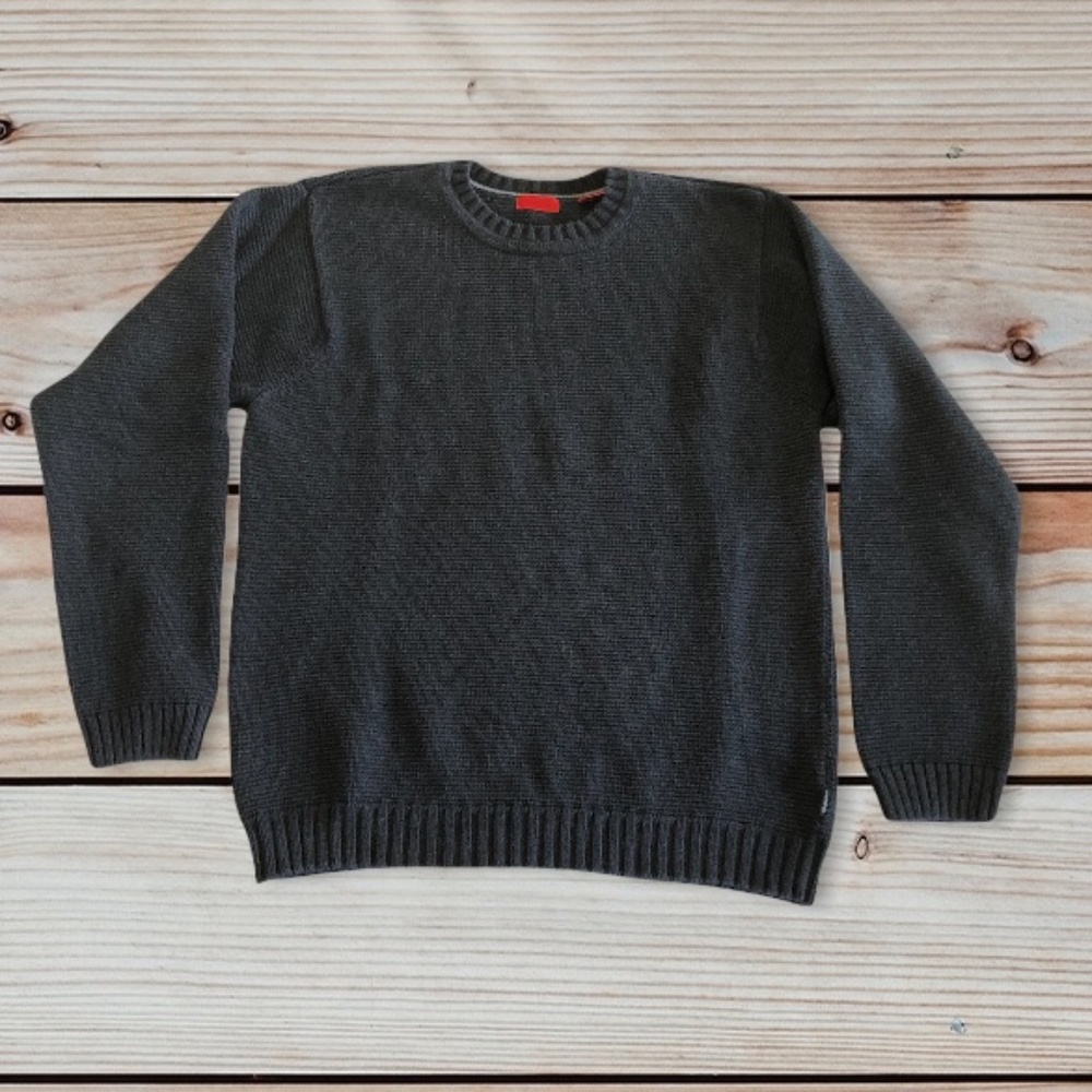 Izod Gray Long Sleeve Crew Neck Pullover Cotton Vintage Sweater Men’s Large